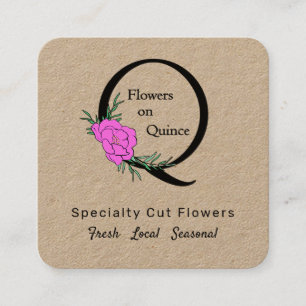 Carte De Visite Carré Votre Logo Personnalisé Moderne Flower Farm