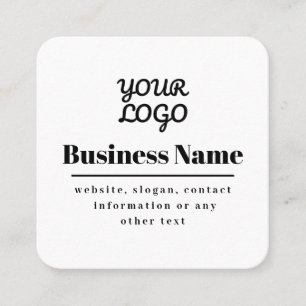 Carte De Visite Carré Votre logo Retro-Moderne Blanc & Noir