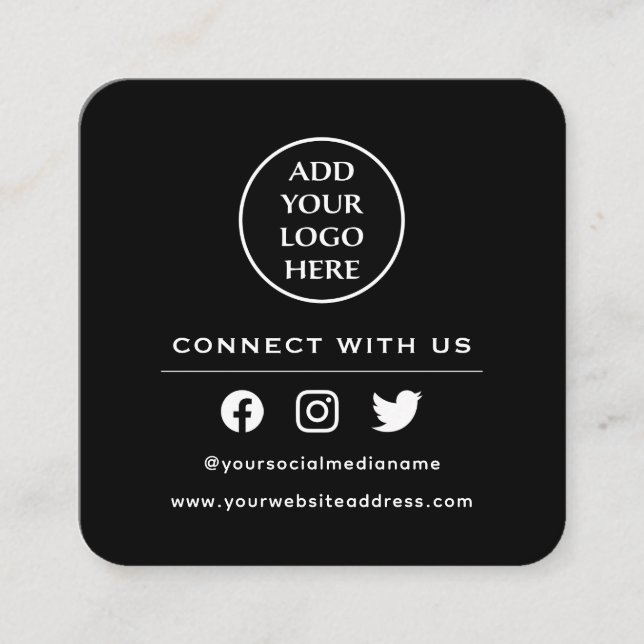 Carte De Visite Carré Votre Logo Suivez L'Analyse Pour Se Connecter Avec (Devant)