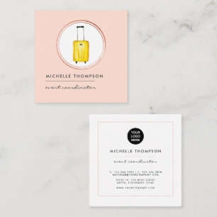 Carte De Visite Carré Voyage rose Gold et Blush Pink Logo