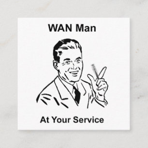 Carte De Visite Carré WAN Man À Votre Service Retro Tech