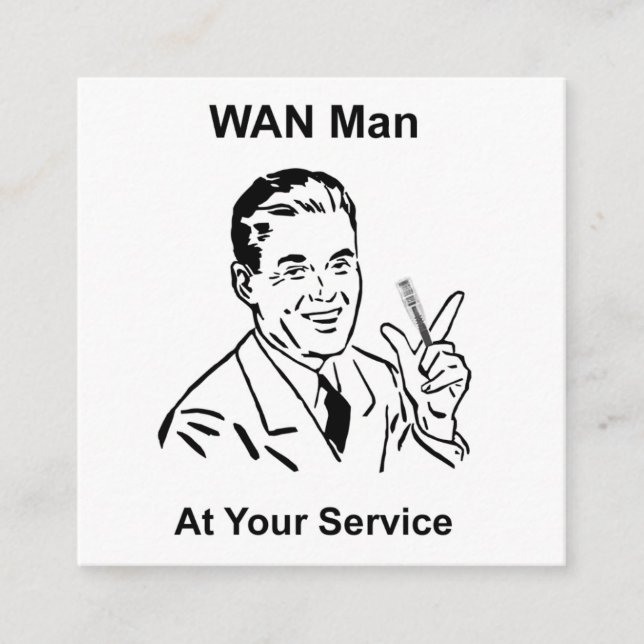 Carte De Visite Carré WAN Man À Votre Service Retro Tech (Devant)