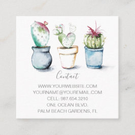 Carte De Visite Carré Watercolor Cactus Small Marketing