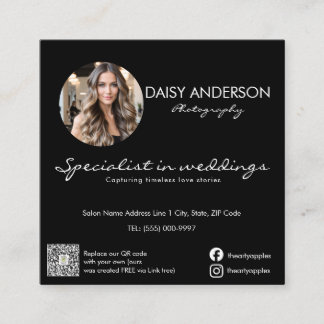 Carte De Visite Carré Wedding Photographer Business Card Elegant Wedding