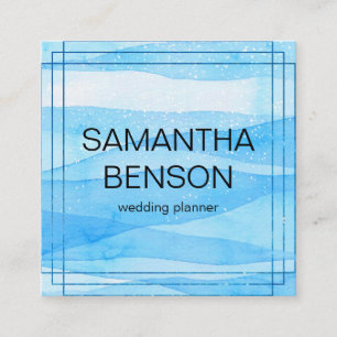 Carte De Visite Carré Wedding planner d'aquarelle turquoise