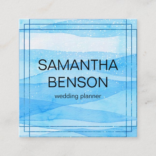 Carte De Visite Carré Wedding planner d'aquarelle turquoise (Devant)