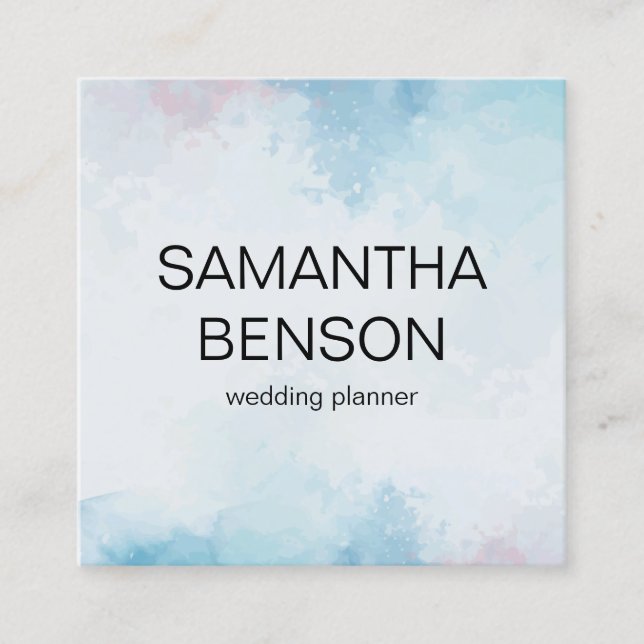 Carte De Visite Carré Wedding planner d'aquarelle turquoise (Devant)