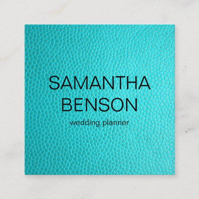 Carte De Visite Carré Wedding planner en cuir turquoise (Devant)
