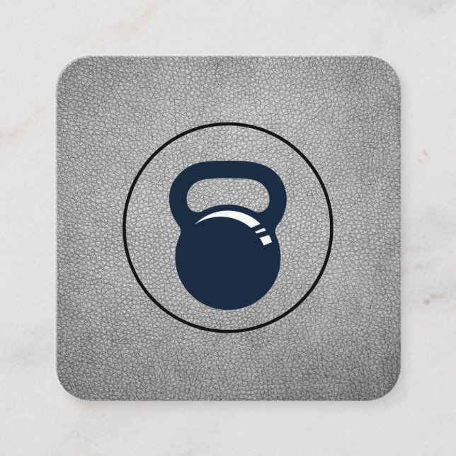 Carte De Visite Carré Weight Lifter Personal Trainer Kettle Bell (Devant)