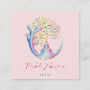 Carte De Visite Carré Yoga Classes École Logo Instructeur QR Healing