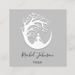 Carte De Visite Carré Yoga Classes École Logo Instructeur QR HealTherapy