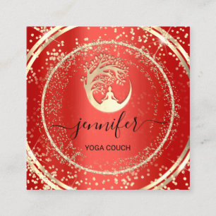 Carte De Visite Carré Yoga Couch Therapist Logo QR Code Gold Parties sci