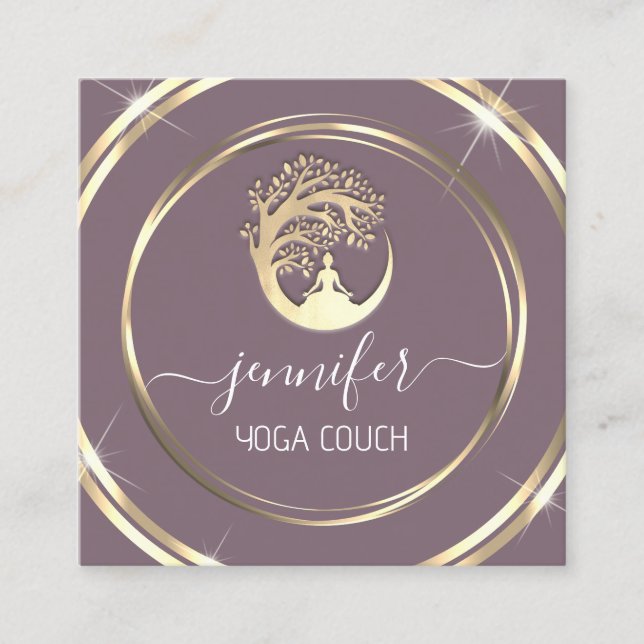Carte De Visite Carré Yoga Couch Thérapiste Mindfulness QR CODE Fumé (Devant)