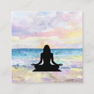 Carte De Visite Carré Yoga de méditation de Mindfulness de lever de