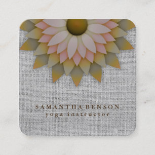 Carte De Visite Carré Yoga élégant de logo de fleur de Lotus