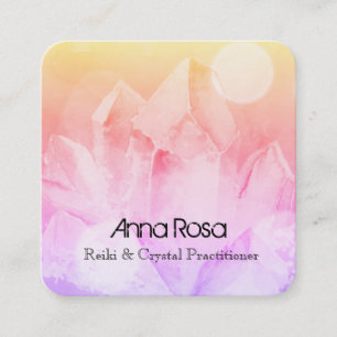 Carte De Visite Carré Yoga en cristal principal de guérisseur de Reiki