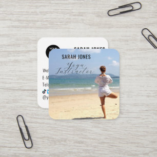 Carte De Visite Carré Yoga Instructeur Logo Influenceur Médias sociaux