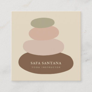 Carte De Visite Carré Yoga Instructeur Massage Zen Stones Rustique