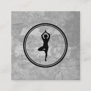 Carte De Visite Carré Yoga Pose Gris Texture