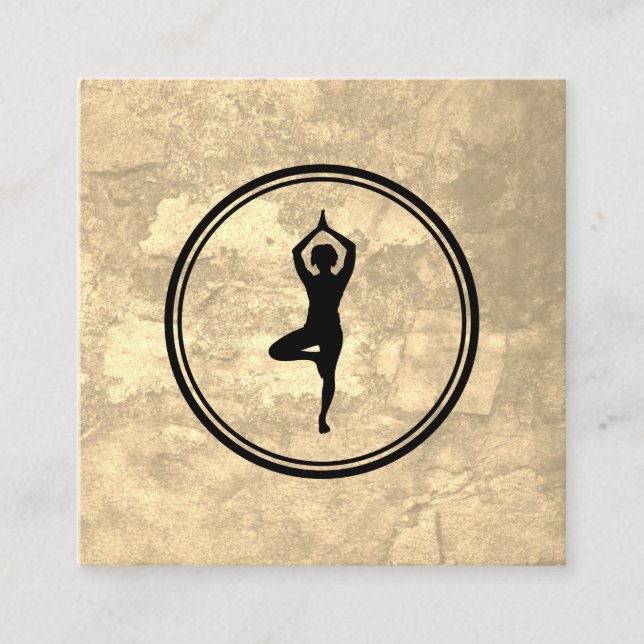 Carte De Visite Carré Yoga Pose Sepia Texture (Devant)