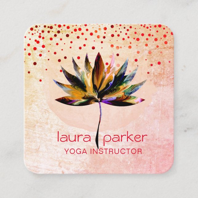 Carte De Visite Carré Yoga Yoga Yellow Lotus (Devant)