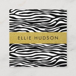 Carte De Visite Carré Zebra Print, Zebra Stripes, Noir Et Blanc