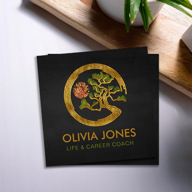 Carte De Visite Carré Zen Enso Circle et Bonsai Tree Mosaic (Créateur téléchargé)