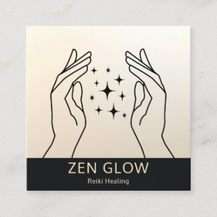 Carte De Visite Carré Zen Glow Energy Healer Reiki Praticien Bien-être