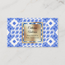 Carte De Visite Carrelage blanc moderne carré d'or méditerranéen