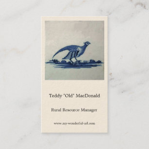 Carte De Visite Carrelage Bleu Delft antique - Grouse dans l'Herbe