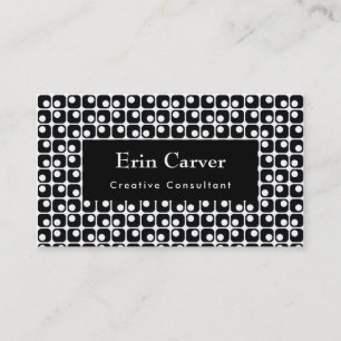 Carte De Visite Carrés arrondis Motif noir et blanc rétro