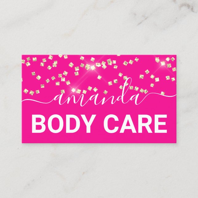 Carte De Visite Carrosserie de maquillage logo rose or Confetti (Devant)