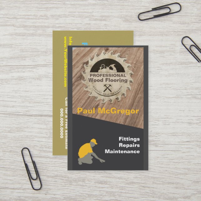 Carte De Visite Cartão De Visita Professional Flooring (Devant/Arrière en situation)