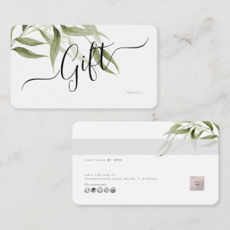 Carte De Visite Carte-cadeau électronique Eucalyptus minimaliste P