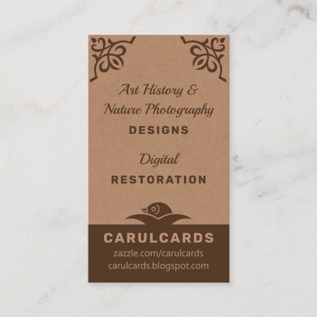 Carte De Visite Carton rustique Art nouveau ornements CC1188 (Devant)