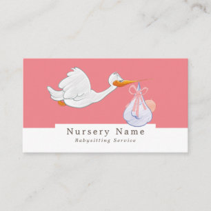 Carte De Visite Cartoon Bird & Baby, Babysitter, Garderie, Pépiniè