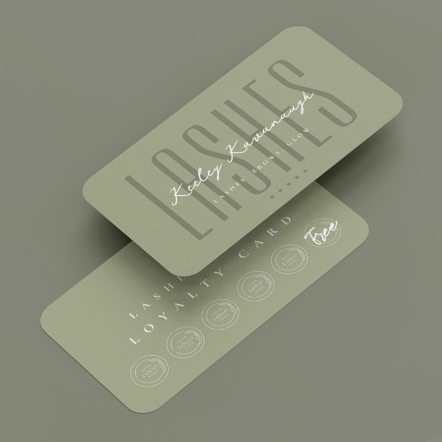 Carte De Visite Cartouche de maquillage Artiste Sage Logo Punch Ca (Lashes Makeup Artist Sage Logo Punch Loyalty Card
)