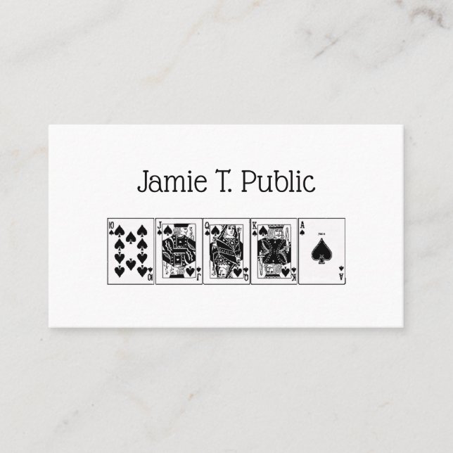 Carte De Visite Casino Night Poker Royal Straight Flush Spades (Devant)