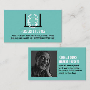 Carte De Visite Casque de football et objectif, Football Coach pho
