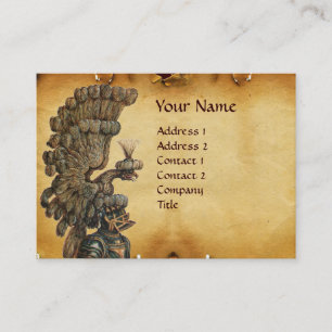 CARTE DE VISITE CASQUE DE NUIT ANTIQUE AVEC PARCHEMENT D'AILES D'A