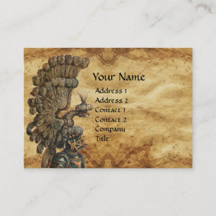 CARTE DE VISITE CASQUE DE NUIT ANTIQUE AVEC PARCHEMENT D'AILES D'A