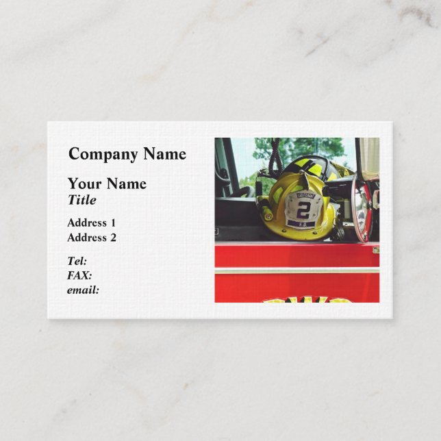 Carte De Visite Casques de pompiers à l'intérieur du camion-pompie (Devant)