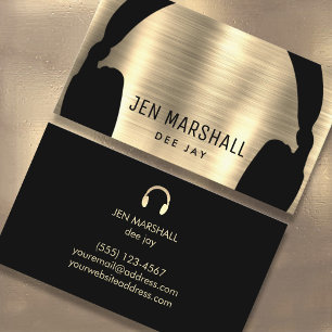 Carte De Visite Casques DJ avec effet fausse feuille d'or