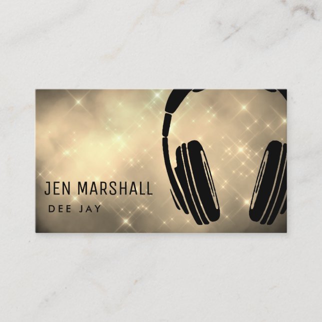Carte De Visite Casques DJ sur fausse parties scintillant (Devant)