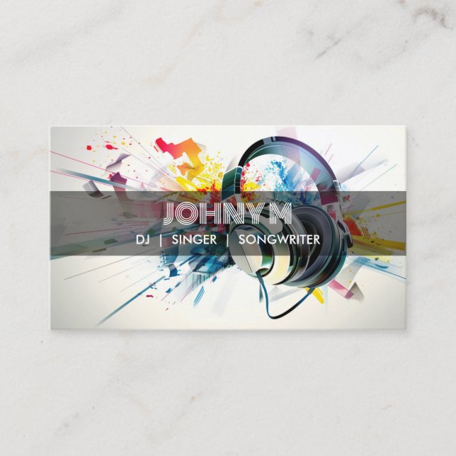 Carte De Visite Casques modernes DJ Songwriter Music Singer (Devant)