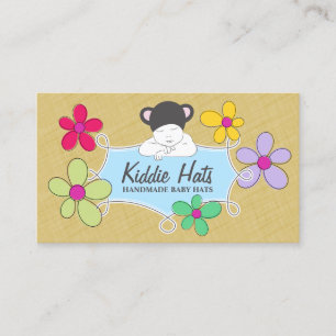 Carte De Visite Casquette de bébé Whimsical Designer Floral Doodle