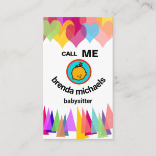 Carte De Visite Casquettes du Heart Balloons Party Babysitter sour