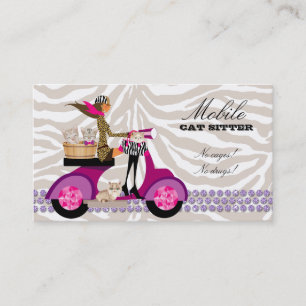 Carte De Visite Cat Sitter Zebra Scooter Cute