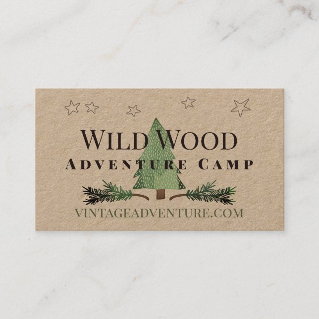 Carte De Visite Cat Tail Pinecones Pine Tree Forest Thème Vintage (Devant)