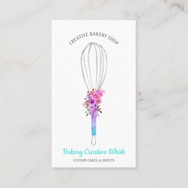 Carte De Visite Caterer Whisk logo pâtisserie boho (Devant)
